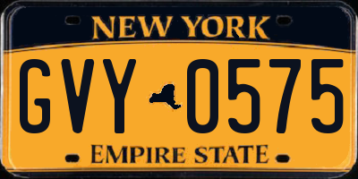 NY license plate GVY0575