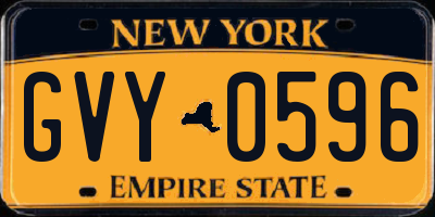 NY license plate GVY0596