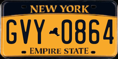 NY license plate GVY0864