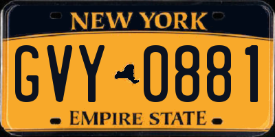 NY license plate GVY0881