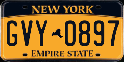 NY license plate GVY0897
