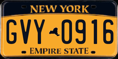 NY license plate GVY0916