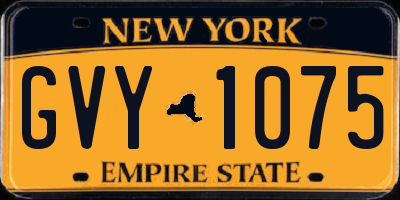NY license plate GVY1075