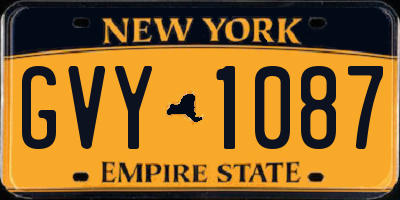 NY license plate GVY1087