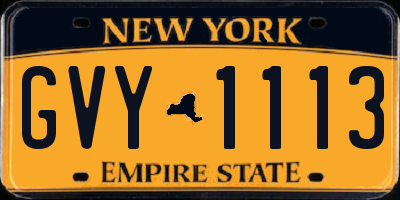 NY license plate GVY1113