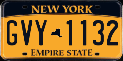 NY license plate GVY1132