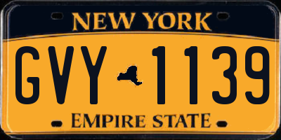 NY license plate GVY1139