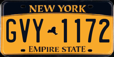 NY license plate GVY1172