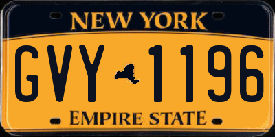 NY license plate GVY1196