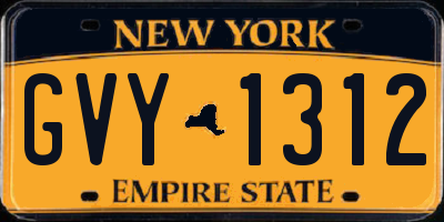 NY license plate GVY1312