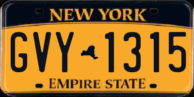 NY license plate GVY1315