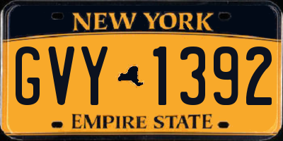 NY license plate GVY1392