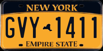 NY license plate GVY1411