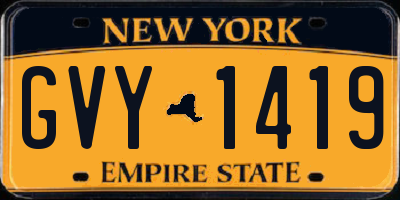 NY license plate GVY1419