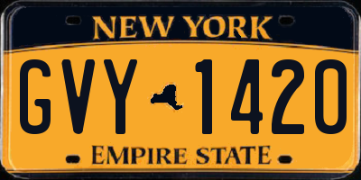 NY license plate GVY1420