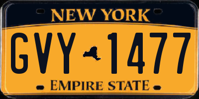 NY license plate GVY1477