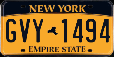 NY license plate GVY1494