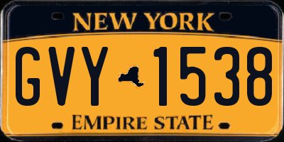 NY license plate GVY1538