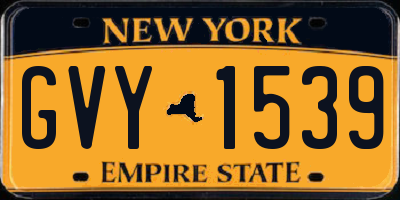 NY license plate GVY1539