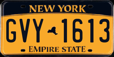 NY license plate GVY1613