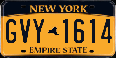 NY license plate GVY1614
