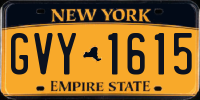 NY license plate GVY1615