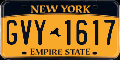 NY license plate GVY1617
