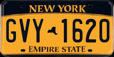 NY license plate GVY1620