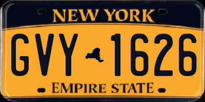 NY license plate GVY1626