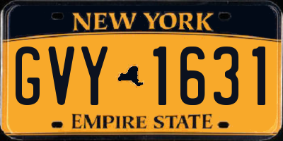 NY license plate GVY1631