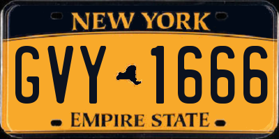 NY license plate GVY1666