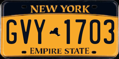 NY license plate GVY1703