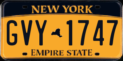 NY license plate GVY1747