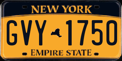 NY license plate GVY1750
