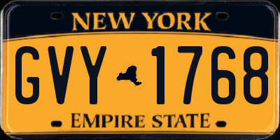 NY license plate GVY1768