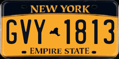NY license plate GVY1813