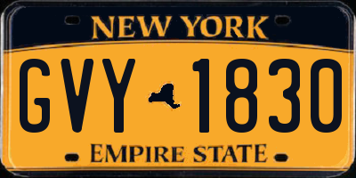 NY license plate GVY1830
