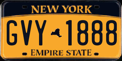 NY license plate GVY1888