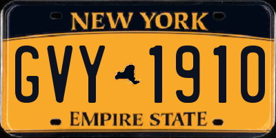 NY license plate GVY1910