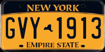 NY license plate GVY1913