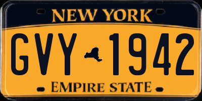 NY license plate GVY1942