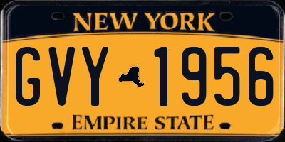 NY license plate GVY1956
