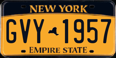 NY license plate GVY1957