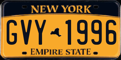 NY license plate GVY1996