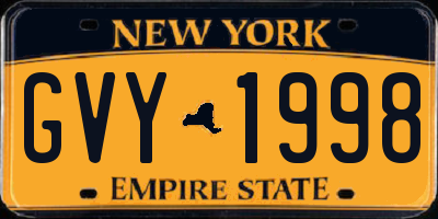 NY license plate GVY1998