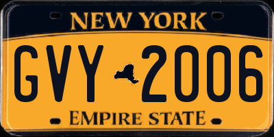 NY license plate GVY2006