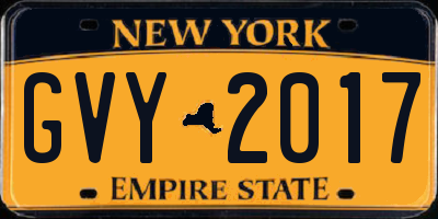 NY license plate GVY2017