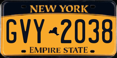 NY license plate GVY2038