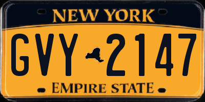 NY license plate GVY2147