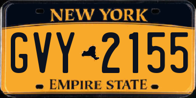 NY license plate GVY2155